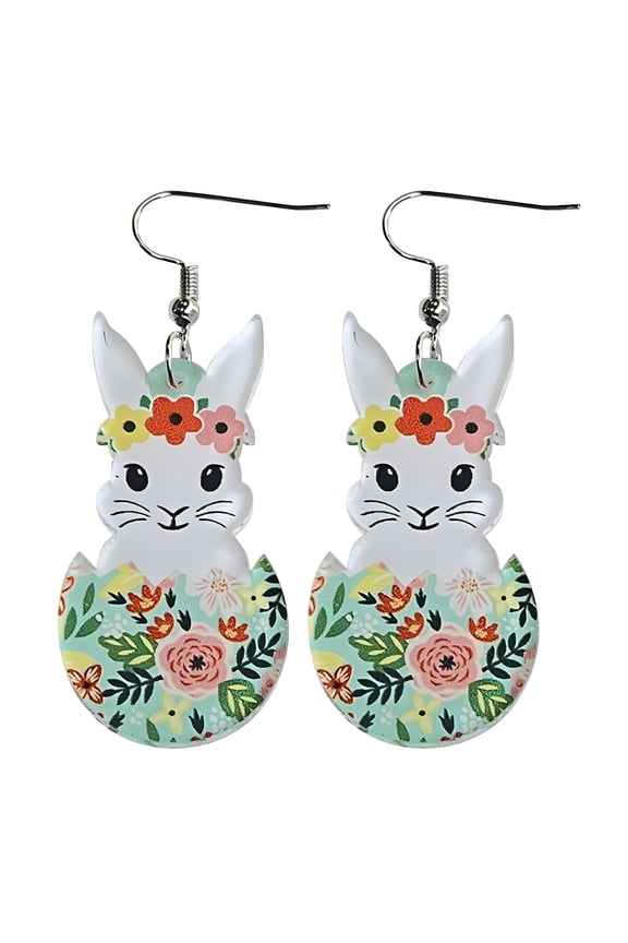Easter Earrings Bunny Flower Basket Cute Print Egg Chicken Spring Flower Earrings Women Ear