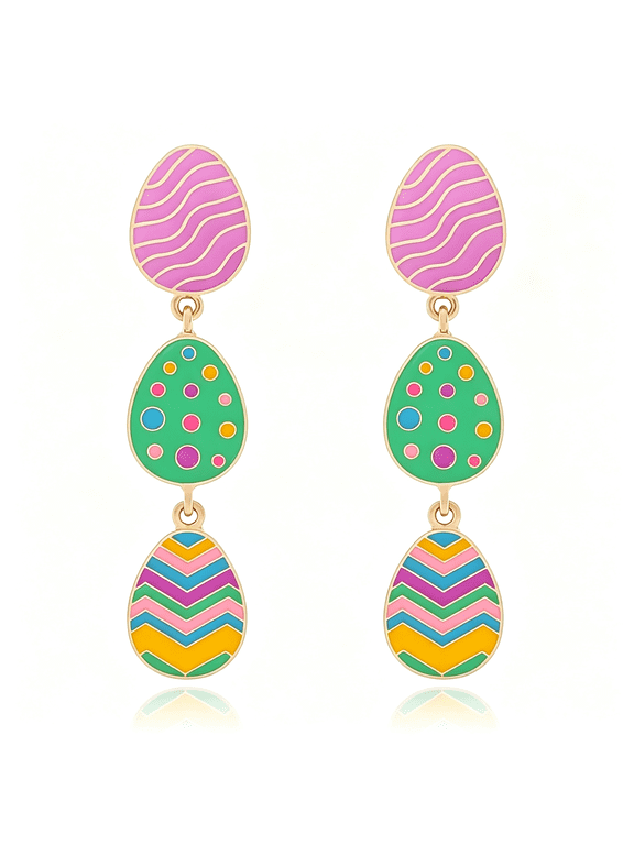 Easter Earrings Colorful Egg Dangle Drop Cute Bunny Enamel Earrings for Women Happy Easter Spring Holiday Jewelry Adorable Colorful Earrings