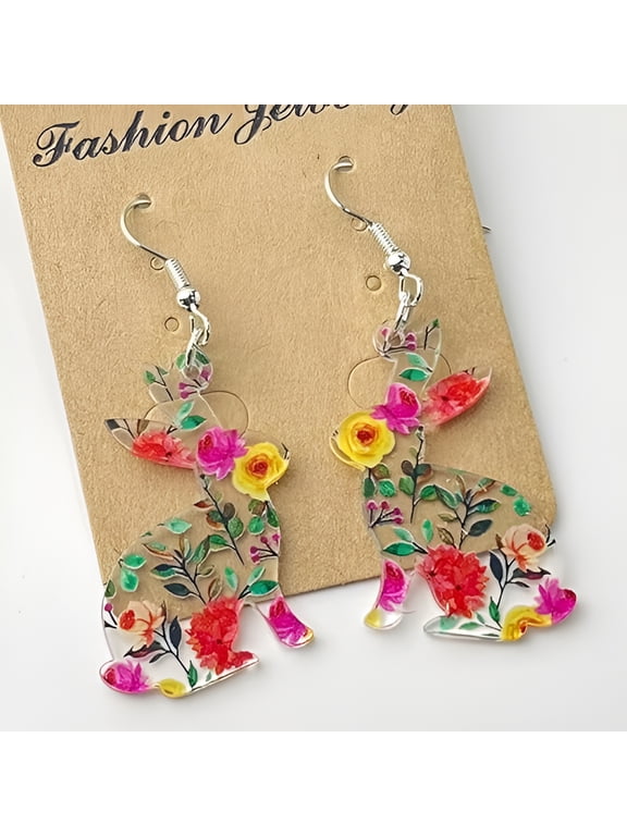 Easter Earrings Cute Bunny Egg Rabbit Drop Colorful Flower Animal Dangle Spring Earrings Holiday Jewelry Gift For Women