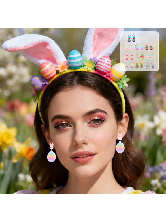 Easter Earrings for Women,Cute Heart Teddy Bear Envelope Dangle Drop Earrings,Holiday Party Jewelry Gifts for Her,Festive Accessories Set,Acrylic Statement Earrings for Easter Celebration