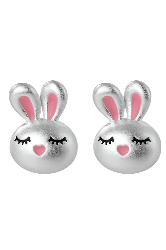 Easter Pink Bunny Face Stud Earrings Cute Trendy Rabbit Earrings for Spring Easter Earrings for Women