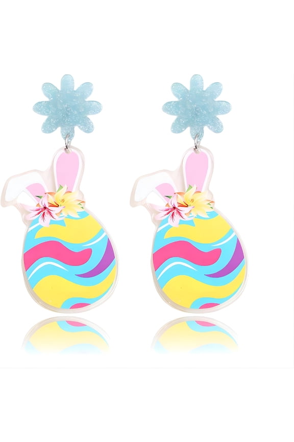 Easter Rabbit Dangle Earrings - Sparkly Glitter Drop Egg Earring