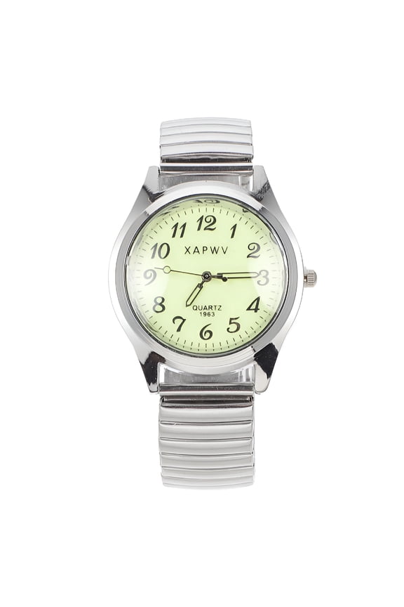 Easy Read Stretch Band Luminous Dial Watch for Men - Silver