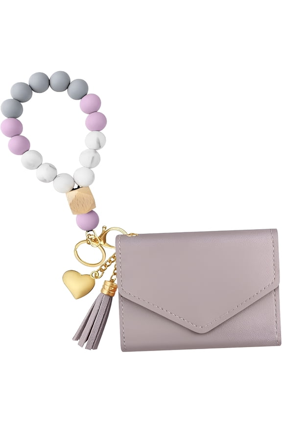 2026 New Elastic Silicone Beads Wristlet Keyring with Card Pocket Beaded Keychain Bracelet Wristlet Wallet for Keys,Cards,Id,Coins,Small Essentials