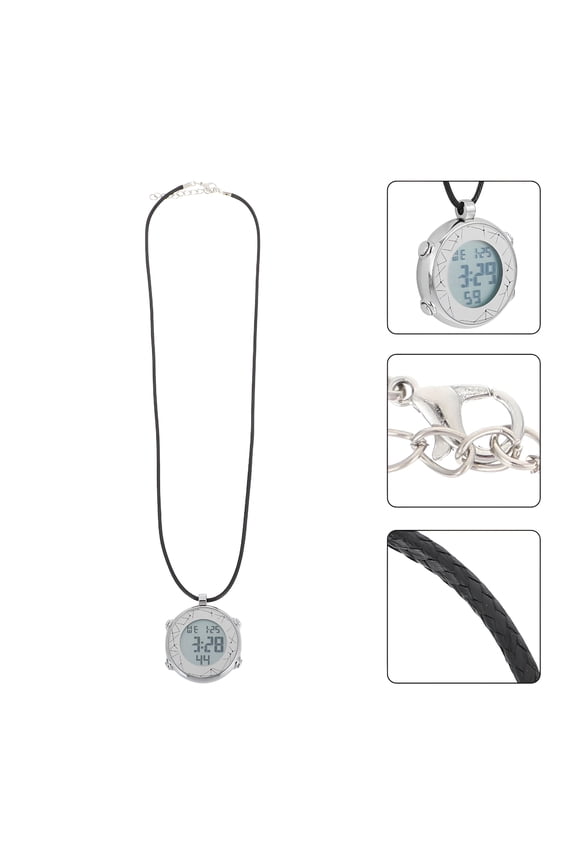 Electronic Digital Hanging Watch with Alarm Calendar and Week Display White Necklace Watch