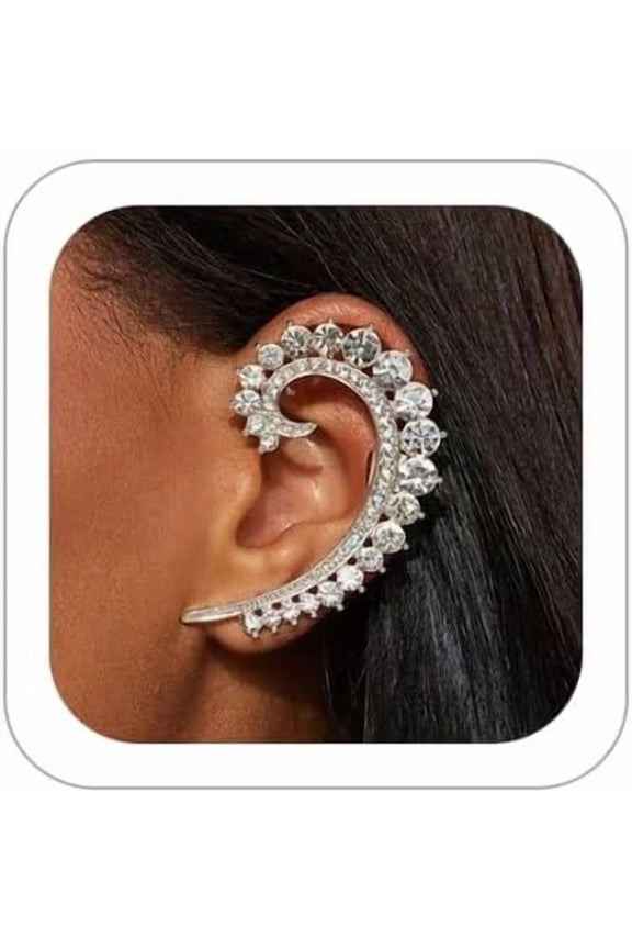 Elegant Crystal Spiral Climber Earrings for Women Shiny Rhinestone Tragus Conch Cubic Zirconia Statement Earring Prom Party Jewelry