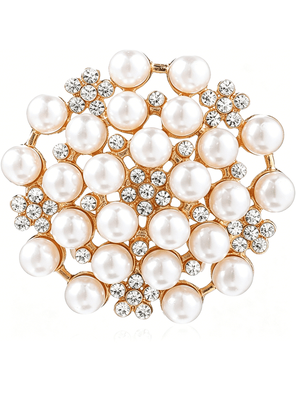 Elegant Pearl Brooches for Women, Floral Rhinestone Pearl Brooch Pins for Women Dance Party Wedding Bridal Fashion Jewelry