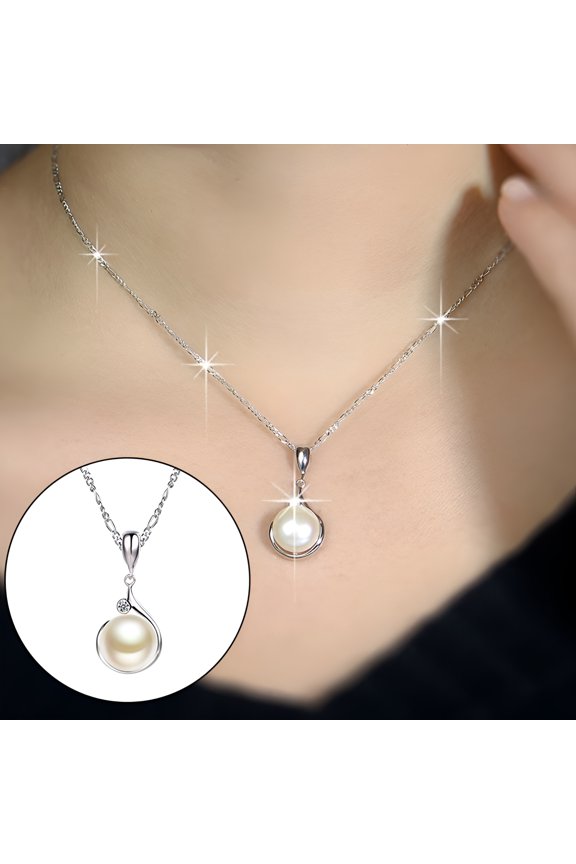 Elegant Single Pearl Pendant Necklace Choker Chain Women