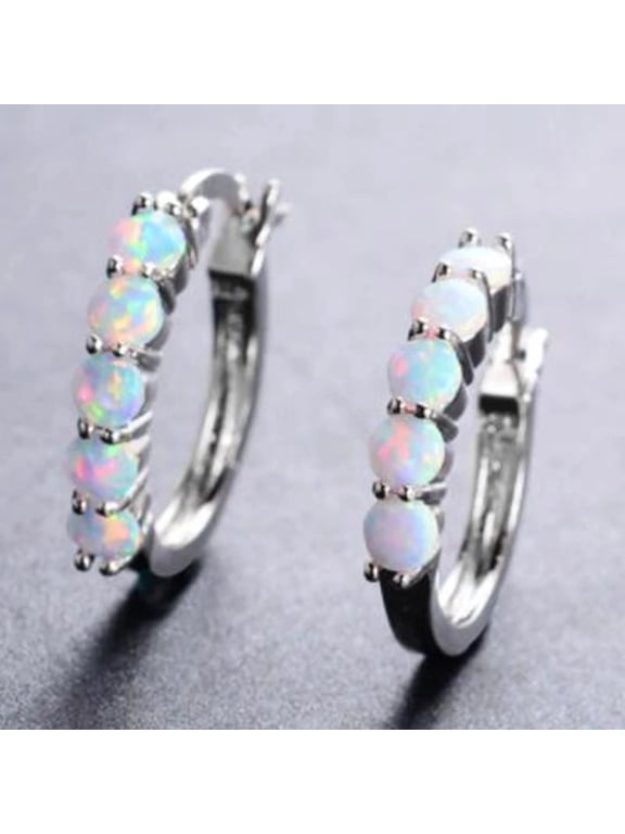 Elegant Stud Earrings for Women Imitation Fire Opal Pendientes Earring Jewelry Gifts Opal Hoop Earrings