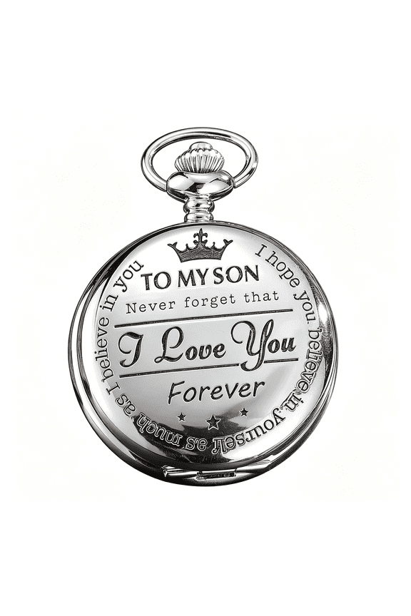 Engraved Pocket Watch to Son I Love You Gifts from Mom and Dad Birthday Christmas Gift Fob Watches Chains
