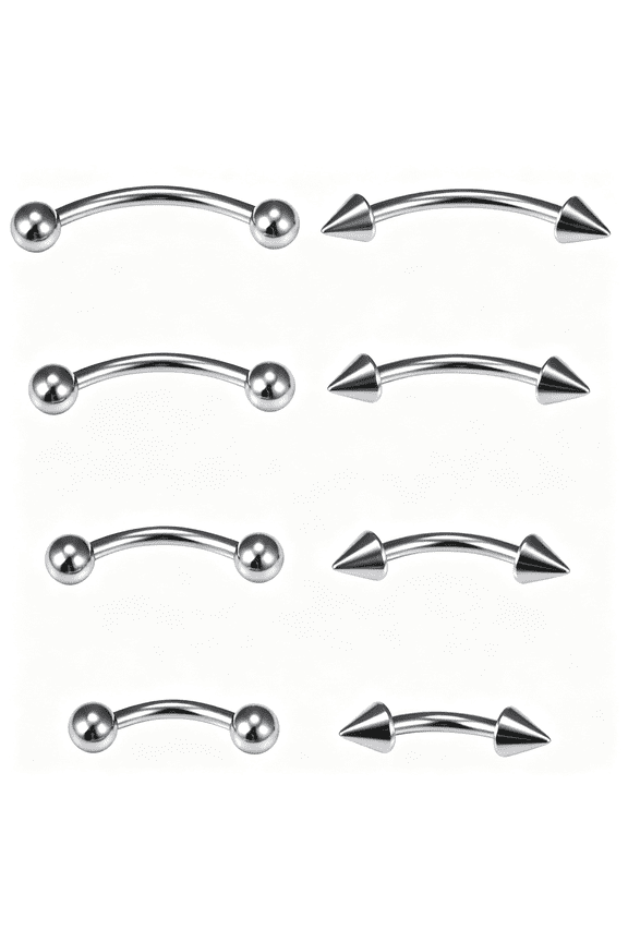 Eyebrow Piercing Jewelry Surgical Steel Curved Barbell Tiny Eyebrow Ring Vertical Labret Lip Jewelry Ear Rook Navel Small Belly Button Ring for Women Men 20G 16G 6Mm/8Mm/10Mm/12Mm