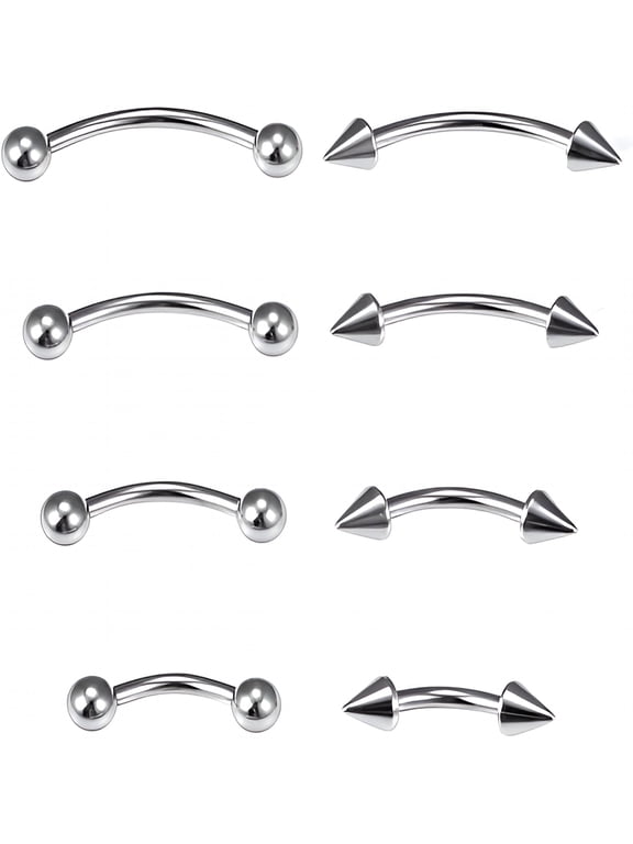 Eyebrow Piercing Jewelry Surgical Steel Curved Barbell Tiny Eyebrow Ring Vertical Labret Lip Jewelry Ear Rook Navel Small Belly Button Ring for Women Men 20g 16g 6mm/8mm/10mm/12mm