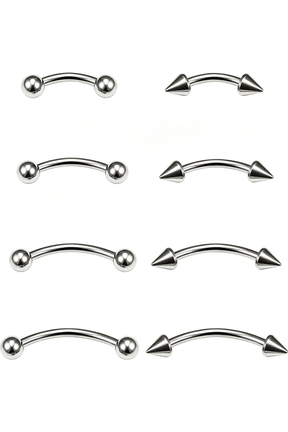 Eyebrow Piercing Jewelry Surgical Steel Vertical Labret Lip Jewelry Curved Barbell Tiny Eyebrow Rings Ear Rook Navel Small Belly Button Ring for Women Men 20G 16G 6Mm/8Mm/10Mm/12Mm