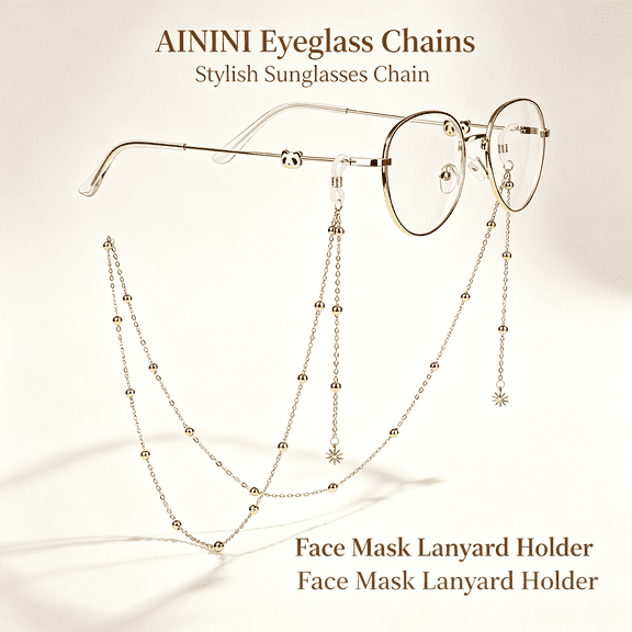DESIGNICE Eyeglass Chains Womens Glasses Chain, Stylish Sunglasses Chain Necklace Face Mask Lanyard Holder Chain for Women Men, Versatile Glasses Chain