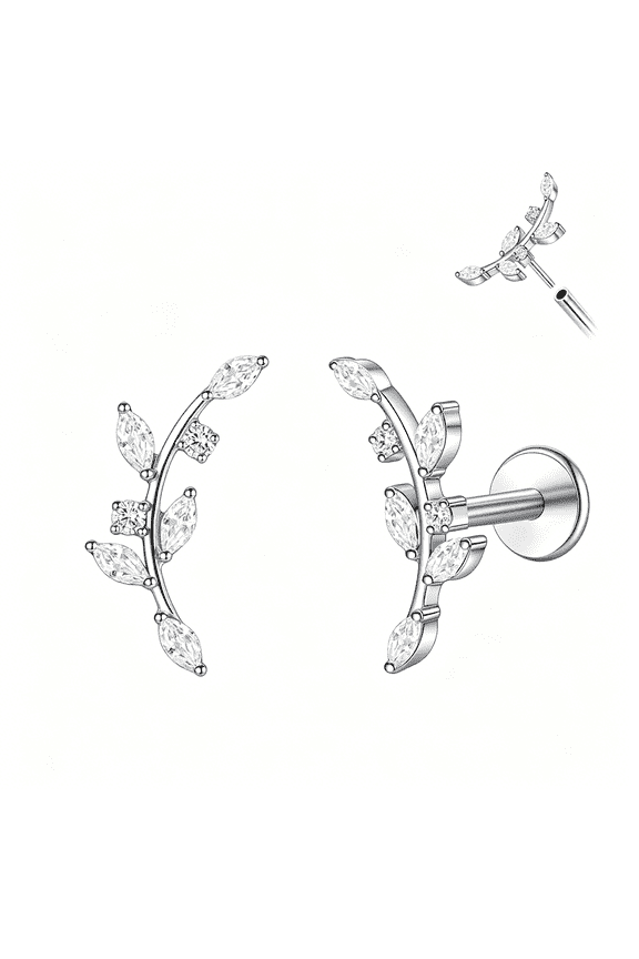 F136 Threadless Push in Titanium Earrings,Hypoallergenic Flat Back Cubic Zirconia G23 18G 6Mm 8Mm Body Piercing Studs for Cartilage Helix Tragus Conch(A Pair)