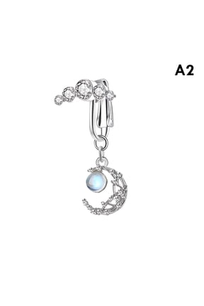 Fake Belly Ring Dangling Navel Rings Women Butterfly Heart Moon Dangle Clip on Belly Button Rings Non Piercing Jewelry