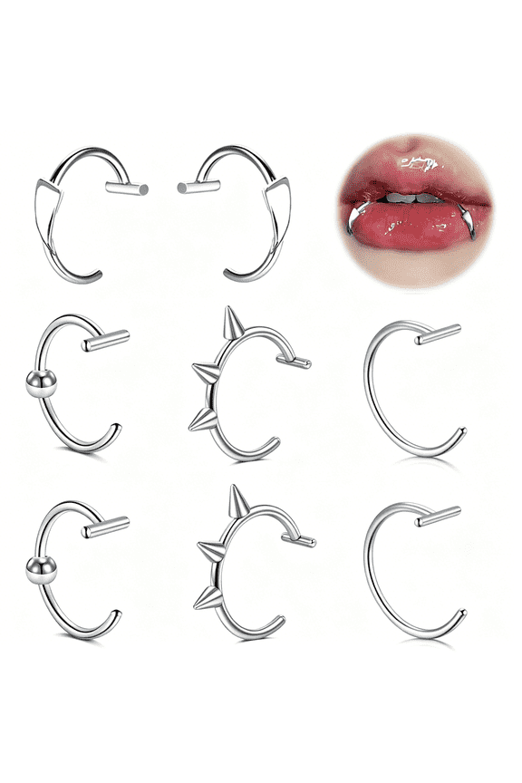 Fake Lip Piercing Vampire Teeth Fake Lip Piercing Jewelry Fake Lip Rings Snake Bite Jewelry Non-Piercing Lip Cuff Fake Nose Ring