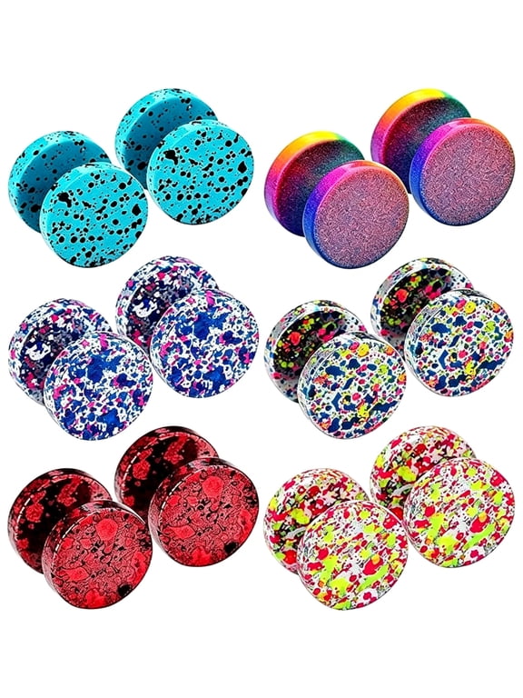 Fake Plugs Faux Gauges Plugs Earring for Men Stainless Steel Studs Circle Flat Back Cheater Illusion Tunnel Dumbbell Earrings Ear Plugs Women(16G,6-12 Pieces,10Mm)