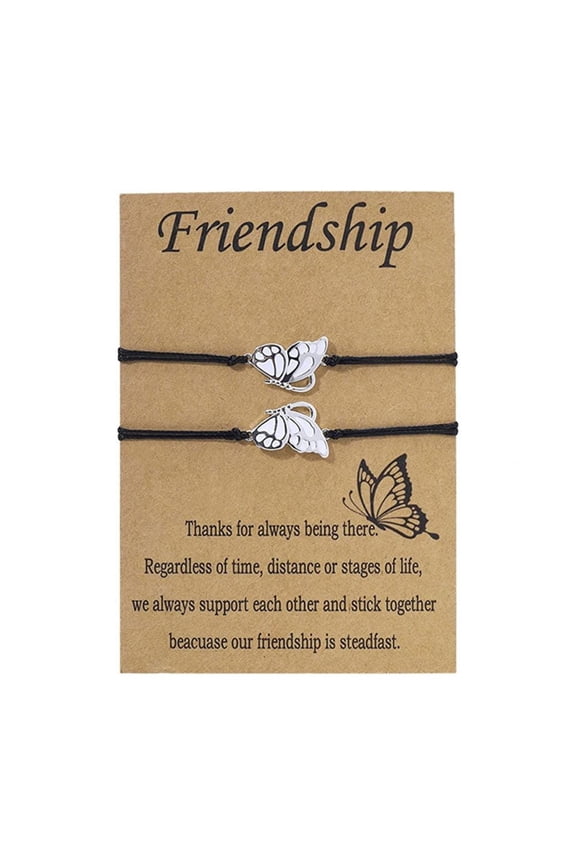 Fashion Friendship Gifts Birthday Gifts Long Distance Matching Butterfly BFF Bracelets Friendship Bracelets for 2 Girls Best Friends