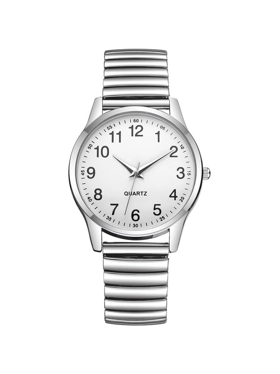 Fashion Ladies Women Unisex Stretch Watch Stainless Steel Quartz Wrist Watches for Elderly Women Watch Couple Watch