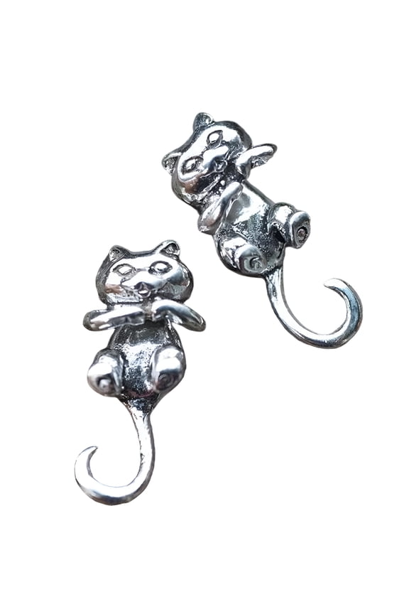 2026 New Fashion Women Retro Silver Cat Animal Earrings Ear Stud Dangle Jewelry Gifts Cat Earrings Cute Earrings Cat Gifts for Women