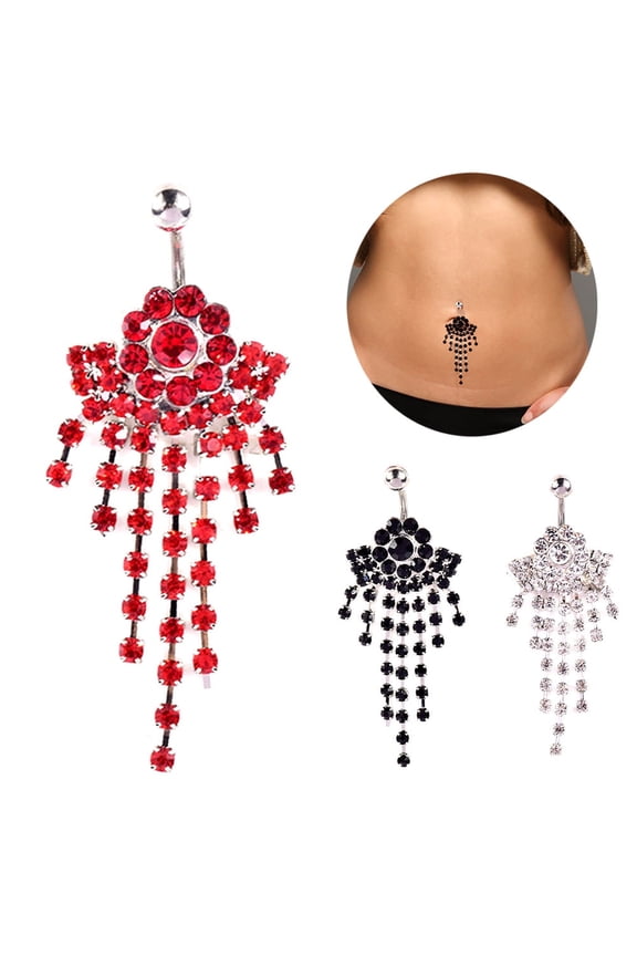 Fashion Women Rhinestone Tassel Belly Button Navel Ring Body Piercing Jewelry Fashion Jewelry Accessory Gift Party Wedding Elegant