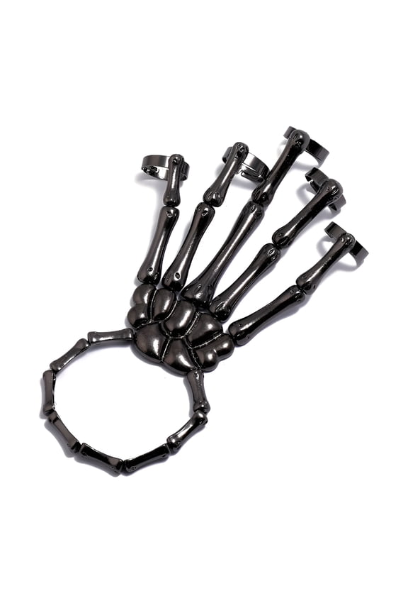 Fashionable Personality Punk Skull Hand Adjustable Five-Ring Bracelet for Men Women Cosplay Halloween Jewelry