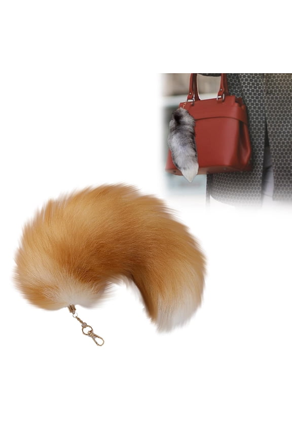 Faux Fox Tail Keychain with Ornament Pendant, Furry Tassel Cosplay Accessory for Women & Kids, Costume Prop for Cute Bag Charms & Keyring