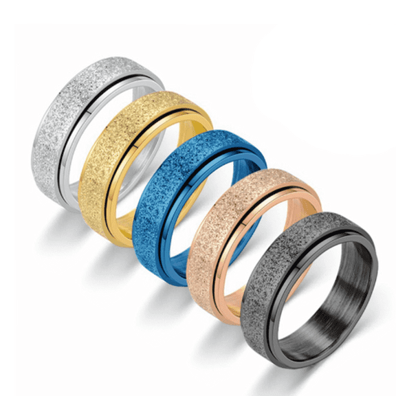 DESIGNICE Fidget Ring,Anxiety-Relieving Function Fidget Rings,Rotatable Design Anxiety Ring,8