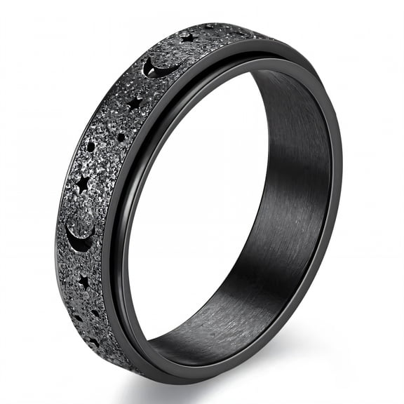 DESIGNICE Fidget Ring,Curved Design Fidget Rings for Women,Oxidation-Defying Spinner Ring,Black