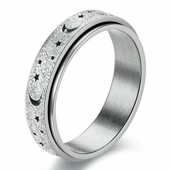 DESIGNICE Fidget Ring,Curved Design Fidget Rings for Women,Oxidation-Proof Spinner Ring,Silver Plated