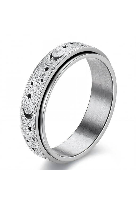 Fidget Ring,Curved Design Fidget Rings for Women,Oxidation-Preventing Spinner Ring,Silver Plated