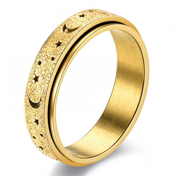DESIGNICE Fidget Ring,Oxidation-Resistant Finish Fidget Rings for Women,Sculpted Design Spinner Ring,Gold Plated