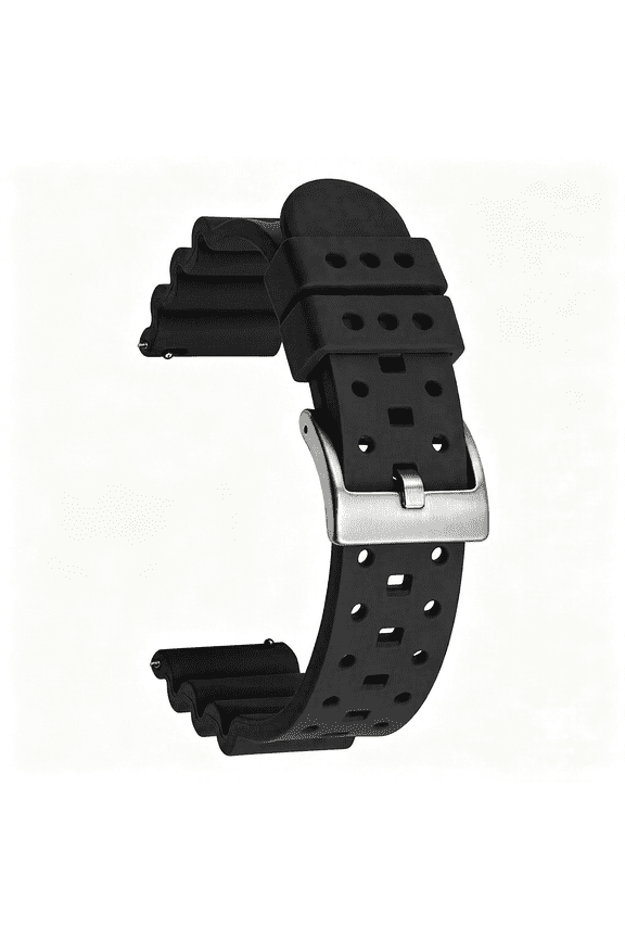 Fkm Rubber Watch Bands Ventilated Quick Release Universal Sporty Diving Soft Durable Fluororubber Watch Strap 18Mm 20Mm 22Mm 24Mm Fkm Rubber Replacement Band Strap Men Women