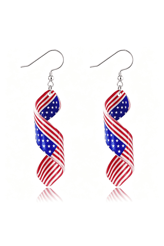 Flag Earrings for Women,Acrylic Twisted Dangle Earrings for Game Day,Lightweight Patriotic Earrings for Match Day,Country Pride Soccer Fan Sports Jewelry