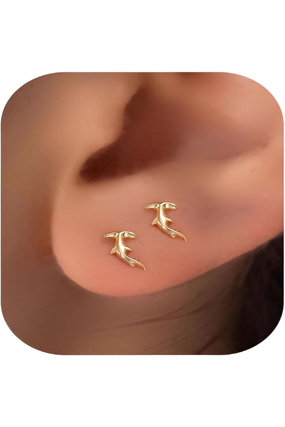 Flat Back Earrings- Gold/White Gold Plated/Black Tiny Bow Sun Moon Star Hammerhead Shark Dragon Cowboy Boot Palm Tree Softball Flatback Stud Earrings for Women