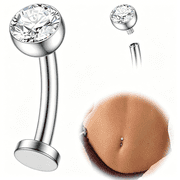 DESIGNICE Floating Titanium Belly Button Rings Hypoallergenic G23 Titanium Internally Threaded Belly Ring 14G Belly Piercings for Women Navel Piercings Jewelry