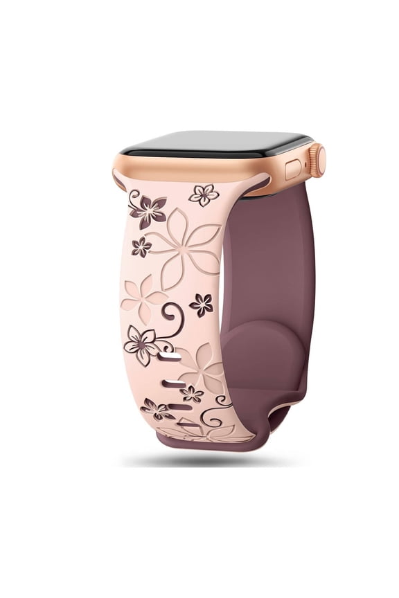 Floral Engraved Band,Elegant Floral Engraved Design Watch Band for Women,Cute Flower Bands,Style 2