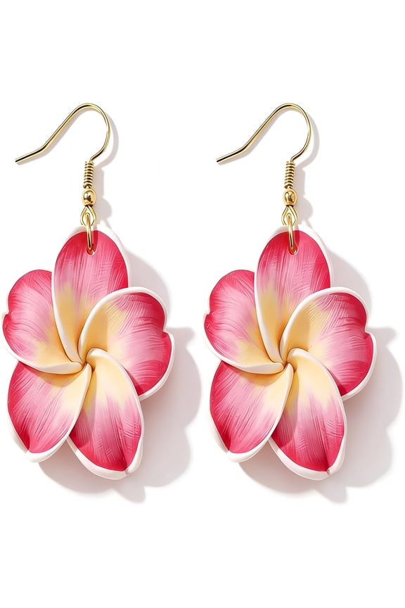 Flower Earrings for Women Boho Hibiscus Flower Dangle Earrings Spring Earring Tropical Hawaiian Clay Earring Summer Vacation Beach Jewelry for Women