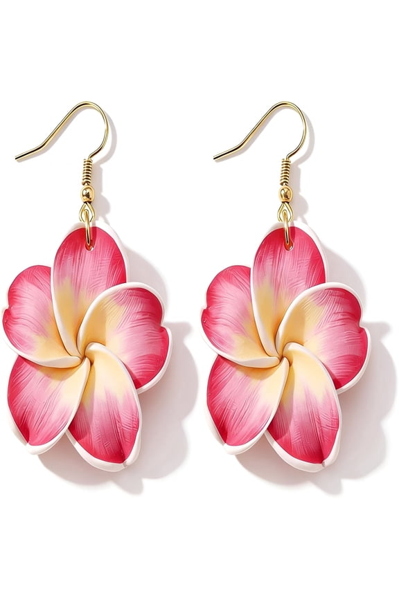 Flower Earrings for Women Boho Hibiscus Flower Dangle Earrings Spring Earring Tropical Hawaiian Clay Earring Summer Vacation Beach Jewelry for Women
