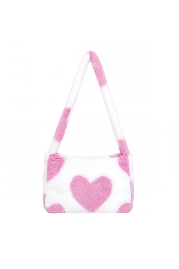 Fluffy Furry Tote Bag Large Fuzzy Bag Cute Plush Bag Zipper Women Girl Faux Fur Shoulder Handbag Purse for Autumn and Winter, Pink