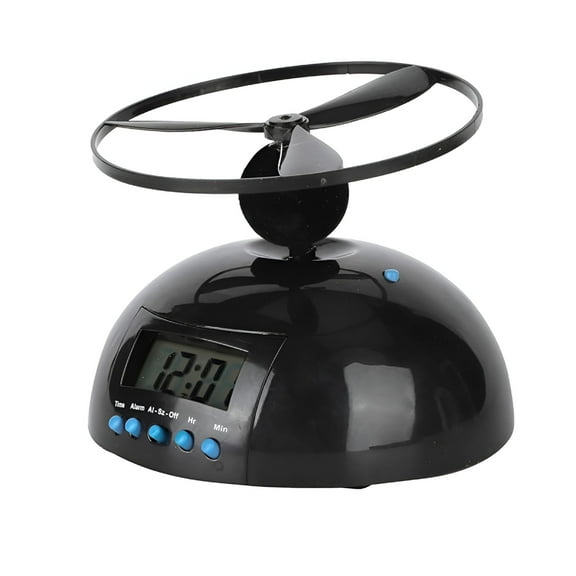 DESIGNICE Flying Rotating Alarm Clock for Heavy Sleepers, Vibrating Run Away Helicopter Wake Up Clock for Kids, Innovative Bedroom Gift with LCD Display