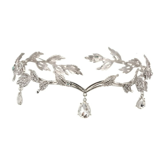 DESIGNICE Forehead Chain Water Drop Headband Leaf Tiara Crystal Vintage Style
