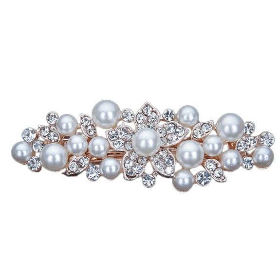 DESIGNICE French Barrette Hair Clips,Rhinestone Bow French Barrette Hair Clips,Pearl Clamp Hair Jewelry