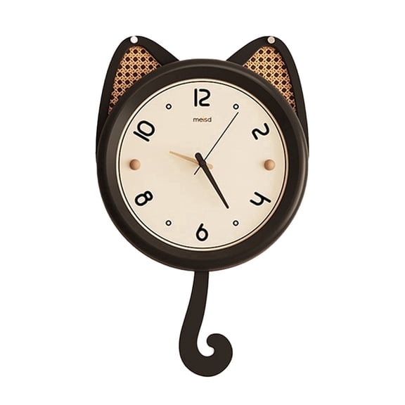 DESIGNICE French Retro Wall Clock,Detachable Pendulum Design,Black Cat,Retro Wall Clock&Cat Clock for Vintage Home Decor