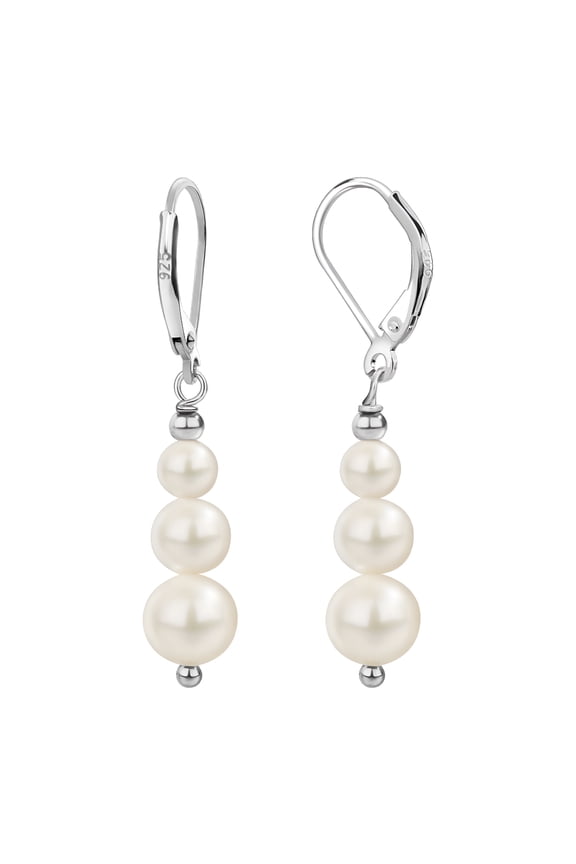Freshwater Pearl Earrings 925 Sterling Silver Leverback Pearl Drop Earrings for Women Jewelry Gifts