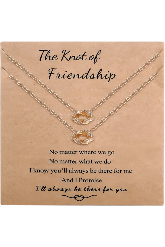 Friendship Knot Infinity Necklace for 2 Best Friend Long Distance Birthday Jewelry Gifts for Women Her Bestie