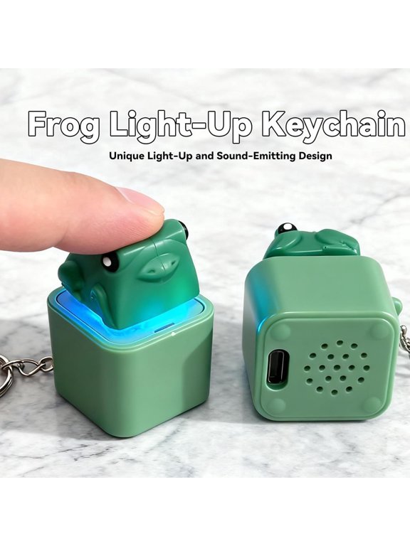 Frog Croaking Keychain, Frog Fidget Toy for Adult Realistic Croaking Sound, Portable Sensory Keychain for Anxiety Relief, Funny Gift for Men & Women