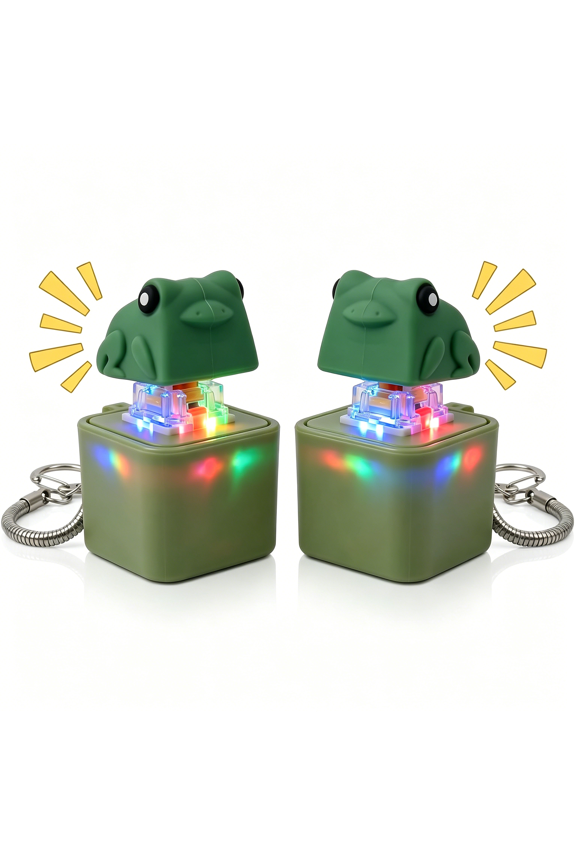 Frog Keychain with Sound, Frog Fidget Toy, Rechargeable Frog Croaking Keychain, Frog Fidget with Sound & Colorful Lights, for Adults Calming Relief Frog Keychain with Sound