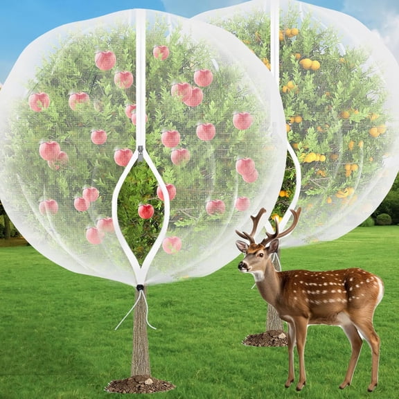 DESIGNICE Fruit Tree Netting for Cicadas - with 4Pcs 5Ftx5Ft Zipper&Drawstring Protection for Your Fruit Trees Garden Bird Netting Covers Blueberry Bush Tomato Bug Plant Protection Cherry Apple Tree